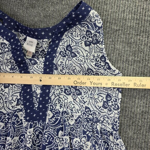 Knox Rose Dress Womens M Blue White Floral 2 Piece High Waist Boho Cottagecore - Picture 10 of 12